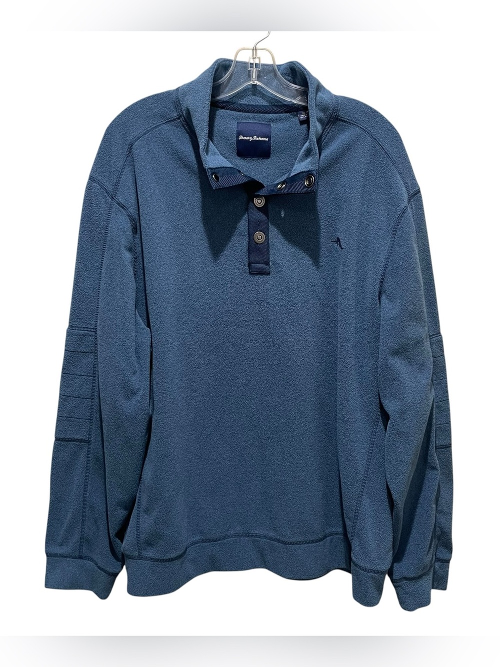 Tommy Bahama Blue Fleece Snap Button Pullover Sweatshirt Sweater Men Size XL